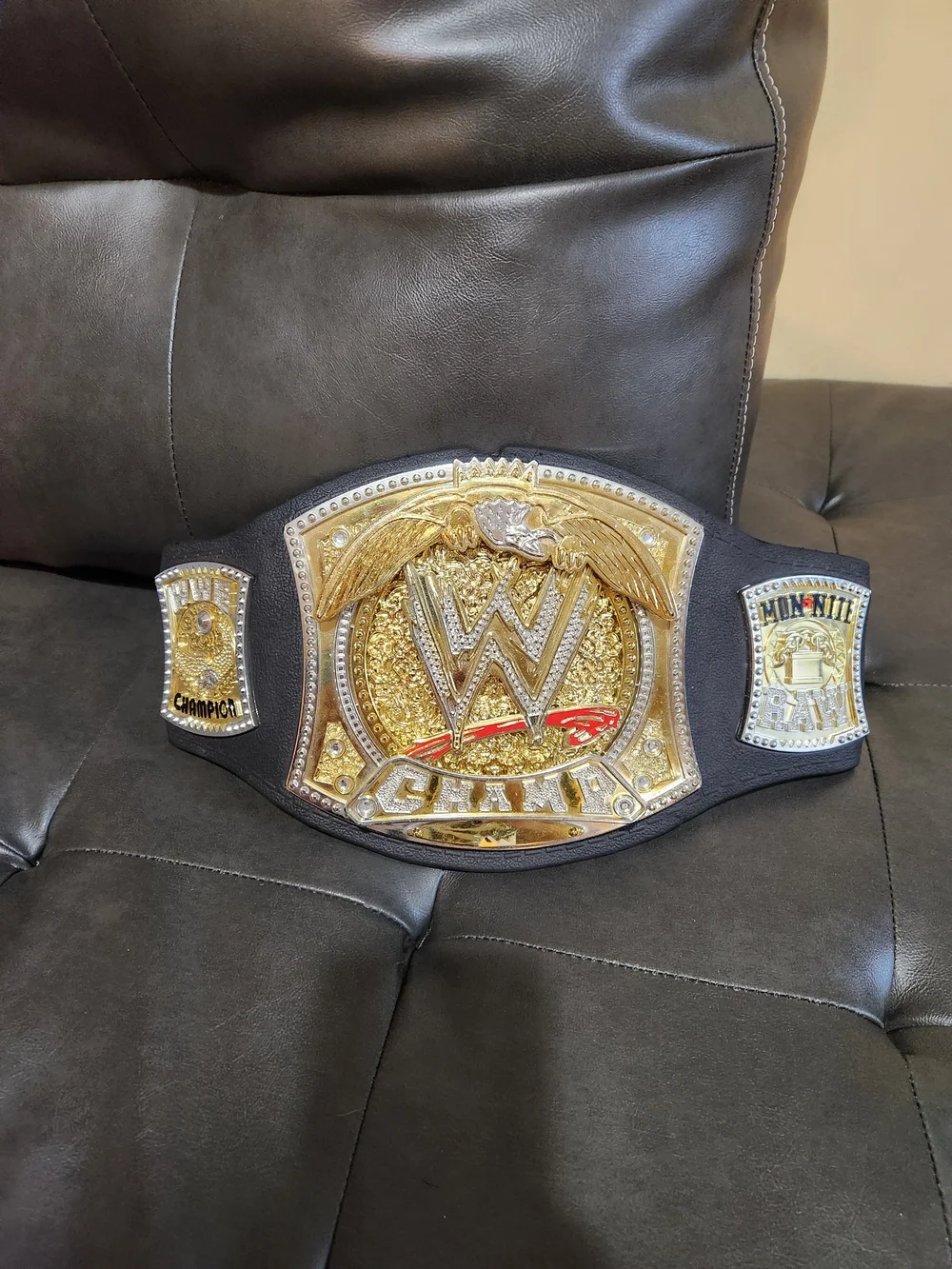 2005 WWE Mon.Nite Raw Championship Belt - Gold and Black with Red Accent